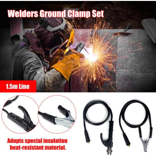 Arc Welding Clamp For Bar Welding Ground Clamp Set 1.5m Length 300A Welders Earth Clip Kit for ARC ZX7 MMA Welding Machine DIY
