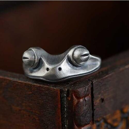 Bohemian Retro Frog Ring Female Art Design Silver Color Gift New Cute Little Frog ring opening adjustable lovers ring