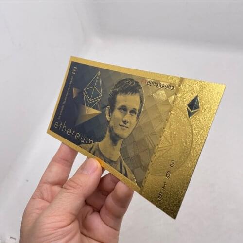 Gold Ethereum banknote Commemorative Coin Art Collection Gift Physical Eth Home Party Decoration