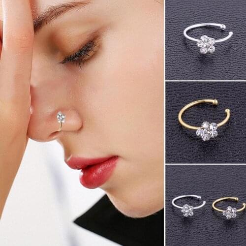 1/2PCS Fashion Fake Nose Ring Crystal C Clip Septum Lip Non Piercing Swirls Nose Ring Hoop Women Men Body Jewelry Cartilage Ring