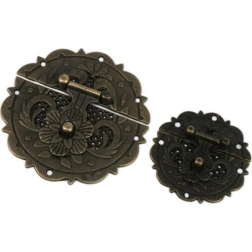 1x Retro Design Decorative Cabinet Jewelry Box Antique Buckle Wooden Box Hasp Latch