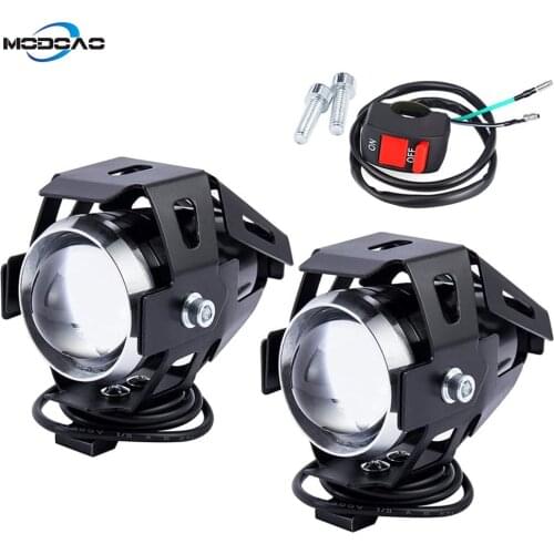 2pcs Motorcycle Headlight Motorbike U5 LED Fog Lamp Front Spot Light DRL Spotlight Driving Daytime Lights with On Off Switch