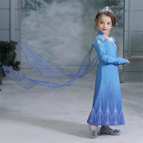 2021 Snow Dress Kids Dress for Girls Princess Halloween Cosplay Dress up Long Sleeve Costume vestidos infantil Size 4-10T