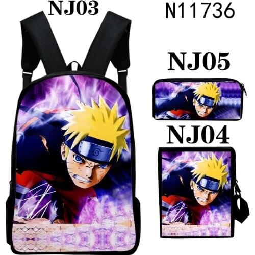 3pcs Naruto Naruto 3d Backpack Pencil Case Shoulder Bag Anime School Bag Large Capacity Book Bag Waterproof Messenger Bag Gift