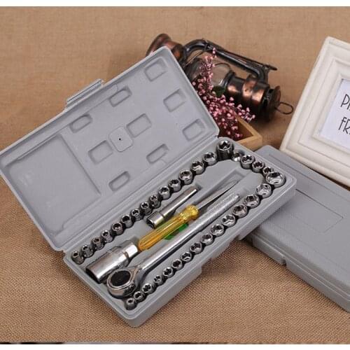 40Pcs Wrench Kit Car Repair Ratchet Wrench Key Set Auto Maintenance Tire Removal Sleeve Spanner Set Tool Socket Wrench
