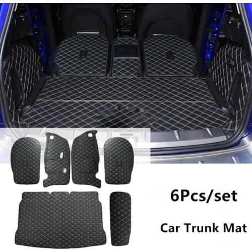 6 Pcs/Set Car Trunk Protection Mat Leather Cargo Liner Pad For BMW MINI Cooper R60 Cargo Mats Car styling Auto Accessories
