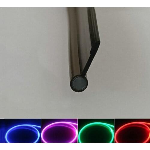 20M Dia.3mm Black T-type Invisible Skirt Side Glow Fiber Optic Cable Car Pickup light DIY w/side ribbon Interior PMMA Mount RGB