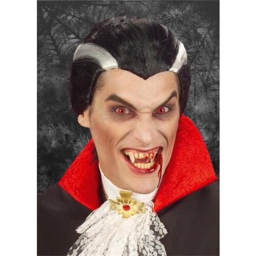 Streaked Vampire Wigs Black and Grey Wig Synthetic Fiber Cheap Short Curly Wigs Best Selling Online 034