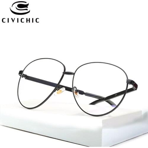 CIVICHIC New Trend Flat Eyewear Unique Plain Oculos Women Brand Designer Gafas Clear Lens Optical Frame Stripe Legs Glasses E282