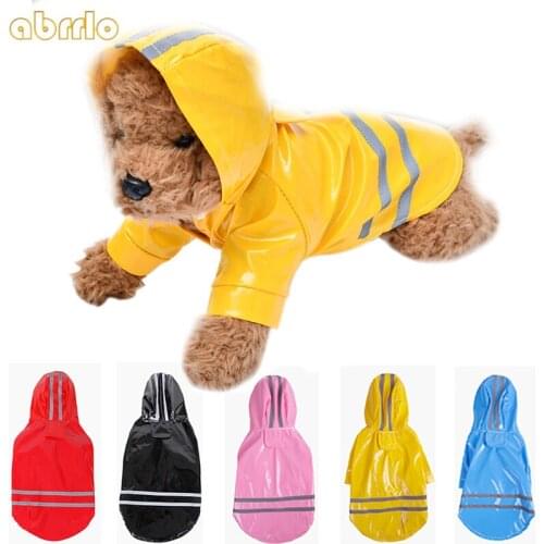 Small Dog Raincoat PU Reflective Hoodies Chihuahua Waterproof Jacket Puppy Dog Rain Coat Poncho Umbrella For Dogs Pet Clothes