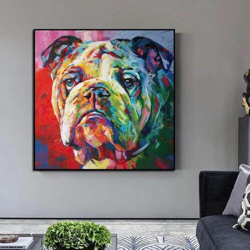 Cartoon Graffiti Dog Oil Painting on Canvas Wall Art Posters Prints Wall Picture for Kids Room Living Room Home Cuadros Decor