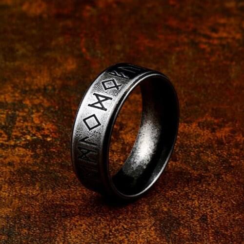 Mens Viking Rune Ring Fashion Personality Stainless Steel Letter Jewelry Biker Accessories Boyfriend Gift Wholesale