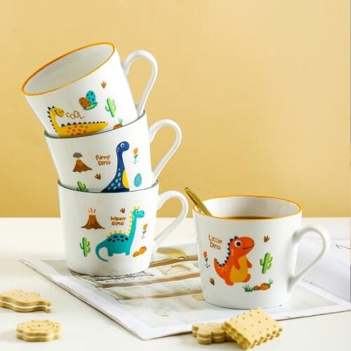 Creative Breakfast Mugs Ceramic Dinosaur Pattern Coffee Milk Water Juice Cups 350ml Lovely Childrens Cups