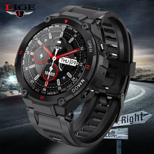 LIGE 2021 New Smart Watch Men Outdoor Sport Fitness Heart Rate Monitor Bluetooth Call Multifunction Waterproof Mens Smartwatch
