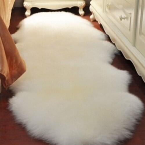 Washable Soft artificial Rug with Sheepskin Fur Floor Mats Imitation Wool Rug for Kids Room Rug for Living Room Chair Seat Cover