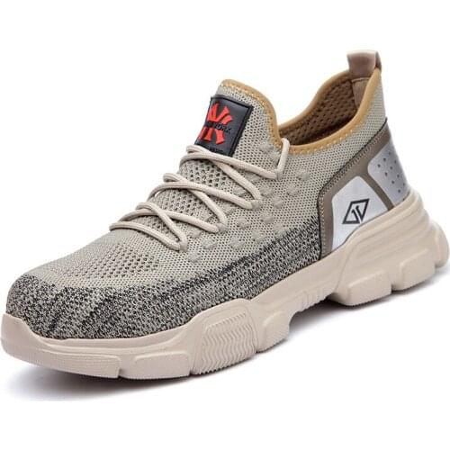 2021 New Men Work Sneakers Breathable Safety Work Shoes Anti-Smashing Work Boots Male Shoes Steel Toe Cap Work Shoes