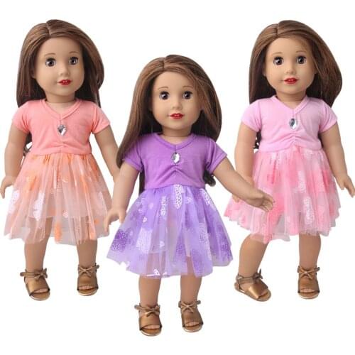 2021 New Gemstone Printed Lace Dress Doll Clothes Fit 18inch Doll & 43cm Baby New Born Doll clothes For Baby Birthday Gift