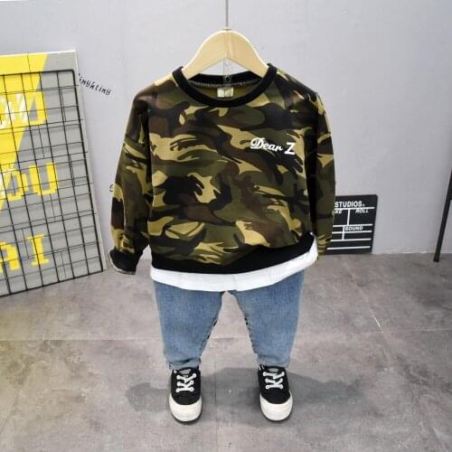 New Arrival Autumn&Spring Long Sleeve Childrens Camouflage T-shirt Denim pants Suit Boys Clothing Sets Toddler Tracksuit Sets