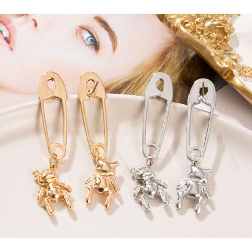 New Fashion Korean Cute Bears Drop Earrings for Women Girls Gold Silver Color Long Hanging Earring 2021 Trend Jewelry Party Gift