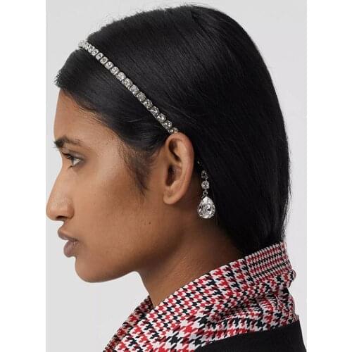 2021 Fashion New Products Shiny Rhinestone Ladies Hair Hoop Personality Water Droplets Pendant Headgear Headband Accessories