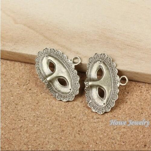 Wholesale 34 pcs Vintage Charms Mask Pendant Antique bronze Fit Bracelets Necklace DIY Metal Jewelry Making