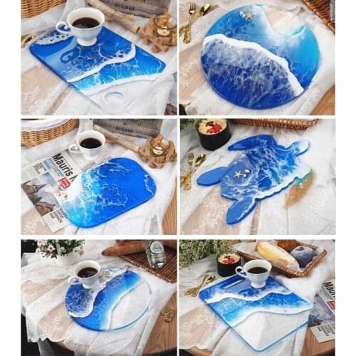 Beach Turtle Whale Tray Resin Mold Round Rectangle Serving Tray Coaster Mold A0NF