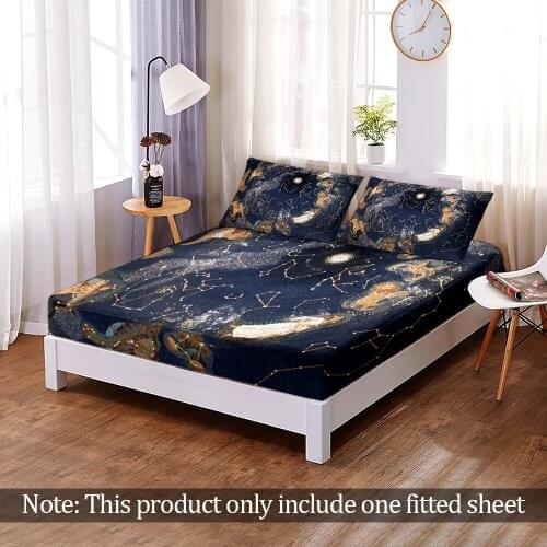 Custom 3D Print Modern Elastic Band Bed Sheet Constellation Starry Sky Fitted Sheet Bedroom Home Decor Fashion Queen King Adult