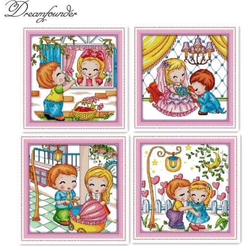 A romantic beginning cross stitch kit aida 14ct 11ct count printed canvas stitches embroidery DIY handmade needlework