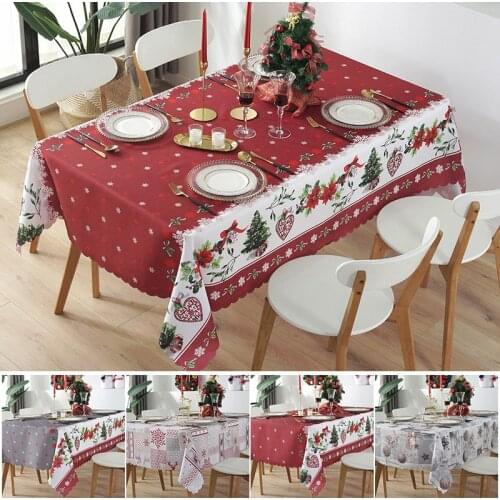 Christmas Rectangle Waterproof Washable Spillproof Tablecloth Stain Resistant DecorativeTable Cloth for Dining Room JS22