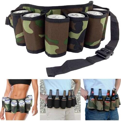 Portable 6 Pack Beer Wine Bottle Beverage Soda Can Holster Drink Waist Bag Party Holder Belt C66