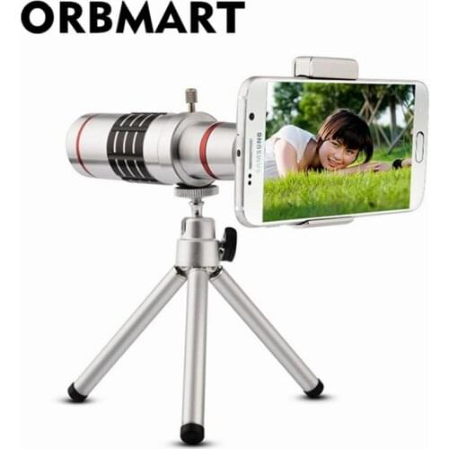 ORBMART Universal 18X Zoom Optical Telescope With Mini Tripod For Samsung iPhone Xiaomi Redmi Note Meizu Mobile Phone Lenses