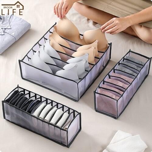 Underwear Storage Box 6/7/11 Grids Socks Divider Drawer Lidded Closet Organizer Foldable Home Bedroom Scarfs Bra Storage Box
