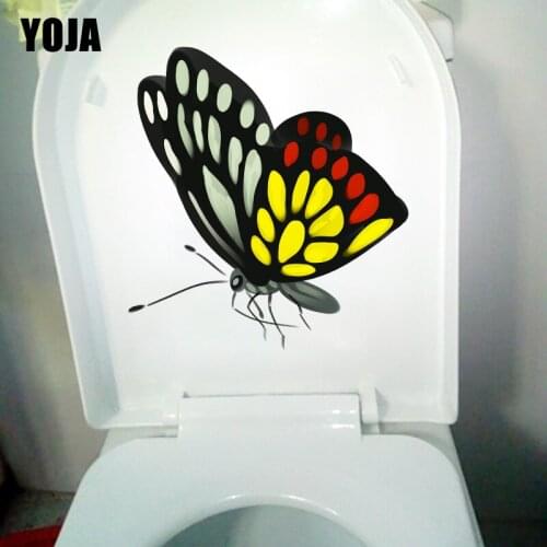 YOJA 19.8X21.3CM Color Cartoon Butterfly Wall Sticker House Decoration Bathroom Toilet Decal T1-2109