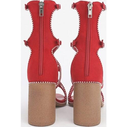 MUMANI Woman‘s 2021 New Roman Sandals Square Heel Pumps Bohemian Narrow Band Metal String Bead Hollow High Heel Lady Footwear