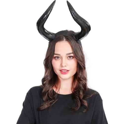 Halloween Ox Horn Hair Hoop Costume Prop Women Cosplay Headdress Party Headpiece