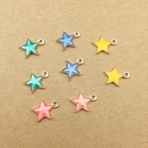 10pcs 14x12mm DIY fashion metal enamel star Pentagram charms bracelet pendants for necklace earring jewelry making material