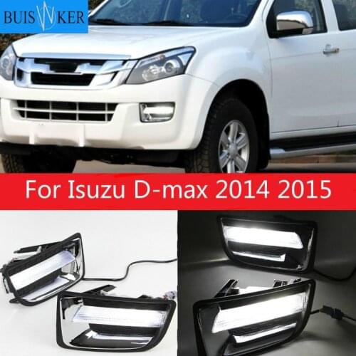 2Pcs DRL For Isuzu D-max 2014 2015 LED Daytime Running Lights LED Front Bumper Fog Lamp Case Driving light white