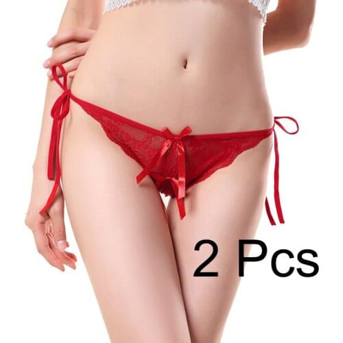 2Pcs Erotic Lace Mesh Seamless Panties For Women Hollow Out Sexy Crotchless Underwear Briefs Female Lingerie Thongs