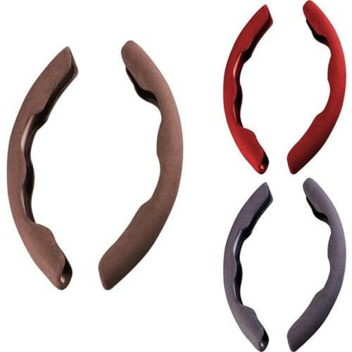 2PCS Universal Auto Car Steering Wheel Cover Suede Anti-Slip Decorative Protection for Benz Toyota Jeep Dodge Etc