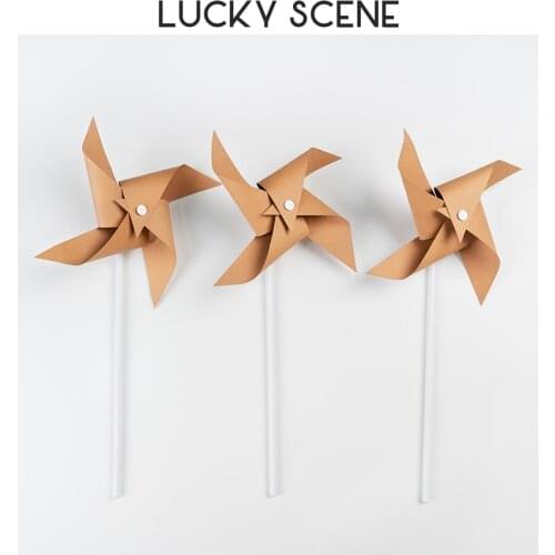 3Pcs Party Paper Pinwheels Vintage Style Craft Windmill Party Birthday Decoration Party Craft Toys Wind Spinners S01052