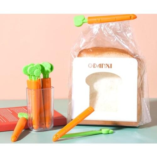 5pcs Cartoon Carrot Bag Clips Storage Sealing Clip with MIni Magnet Storage Box Home Organizer Kitchen Tool For Snack Chips