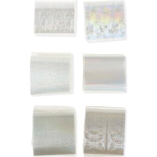 6pcs Transparent Nail Foils Starry Sky Glitter Nail Art Transfer Sticker Paper