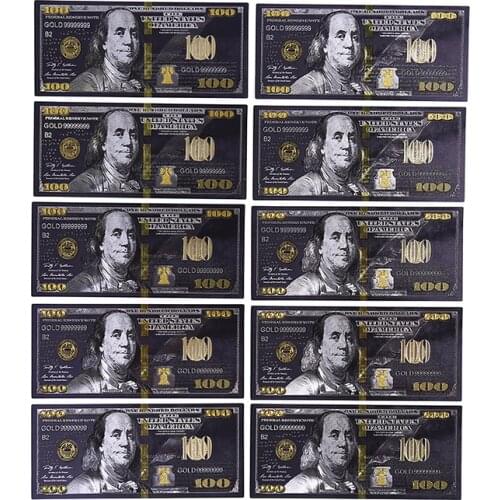 Antique Black Gold Foil USD 100 Currency Commemorative Fake Dollars Banknotes Decor
