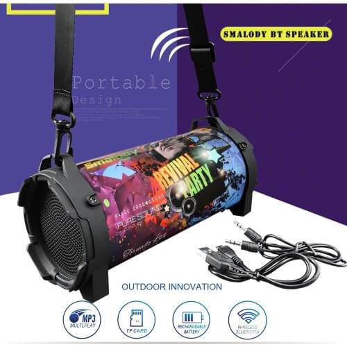 Smalody SL-10 Wireless Bluetooth Speaker Outdoor Soundbox 10W Stereo Bass Subwoofer Support FM TF U Drive w/ Mic Webbing Strap