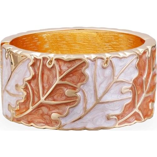 Metal Leaf Pattern Charm Alloy Bracelets for Women Fashion Boho Wide Bracelet Female Party Jewelry Gift