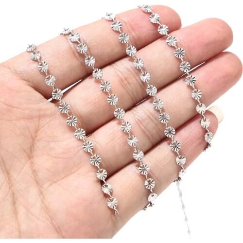 New Arrival 4mm Width Stainless Steel round flower Decorative Chain for DIY jewelry crafts Making Necklace Bracelets Link Chains