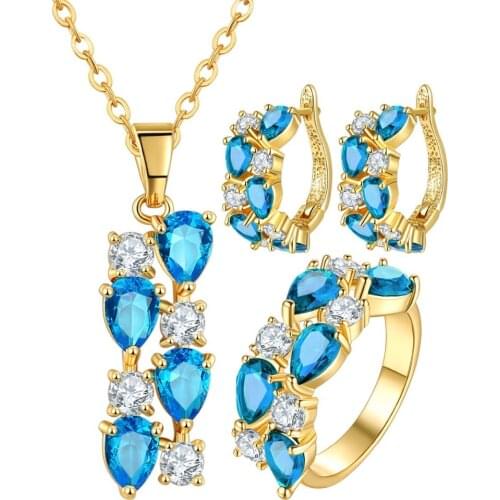 FYM Mona Lisa 5 Color Crystal Jewelry Sets For Women CZ Jewellery & Jewerly Yellow Gold Color Bridal Wedding Jewelry Sets