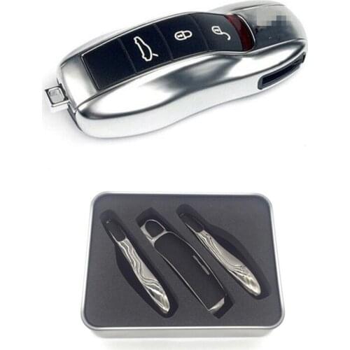 Chrome ABS Key Shell For Porsche Panamera Cayenne Macan 911 Key Holder Housekeeper Keys Organizer Keychain Covers Key Case Bag