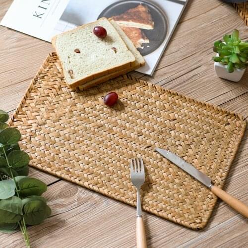 Table Mat Woven Pastoral Plate Mat Coaster Bowl Mat Insulation Pad Western Place Mat European Straw Dining Table Mat Tea Mat