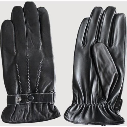 Leather winter guantes warm sheepskin Gloves men Leather gloves simple prevent cold Gloves for men Touch Screen Mittens